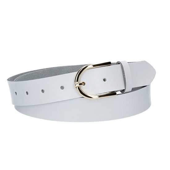 Ledergürtel 30mm in Weiss mit Dornschließe in Light Gold - leder-accessoires.com