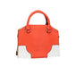 Kurzgrifftasche in Orange|Weiss mit Canvas