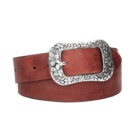 Ledergürtel Rot 40mm mit Blumenschließe - leder-accessoires.com