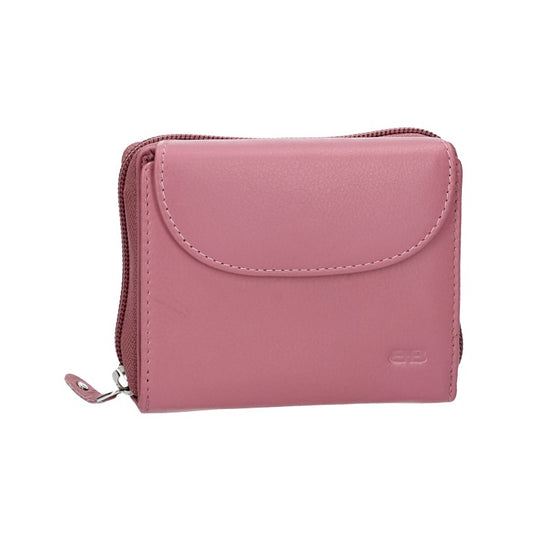 Damenbörse mit Reißverschluss in Altrosa aus Leder - leder-accessoires.com