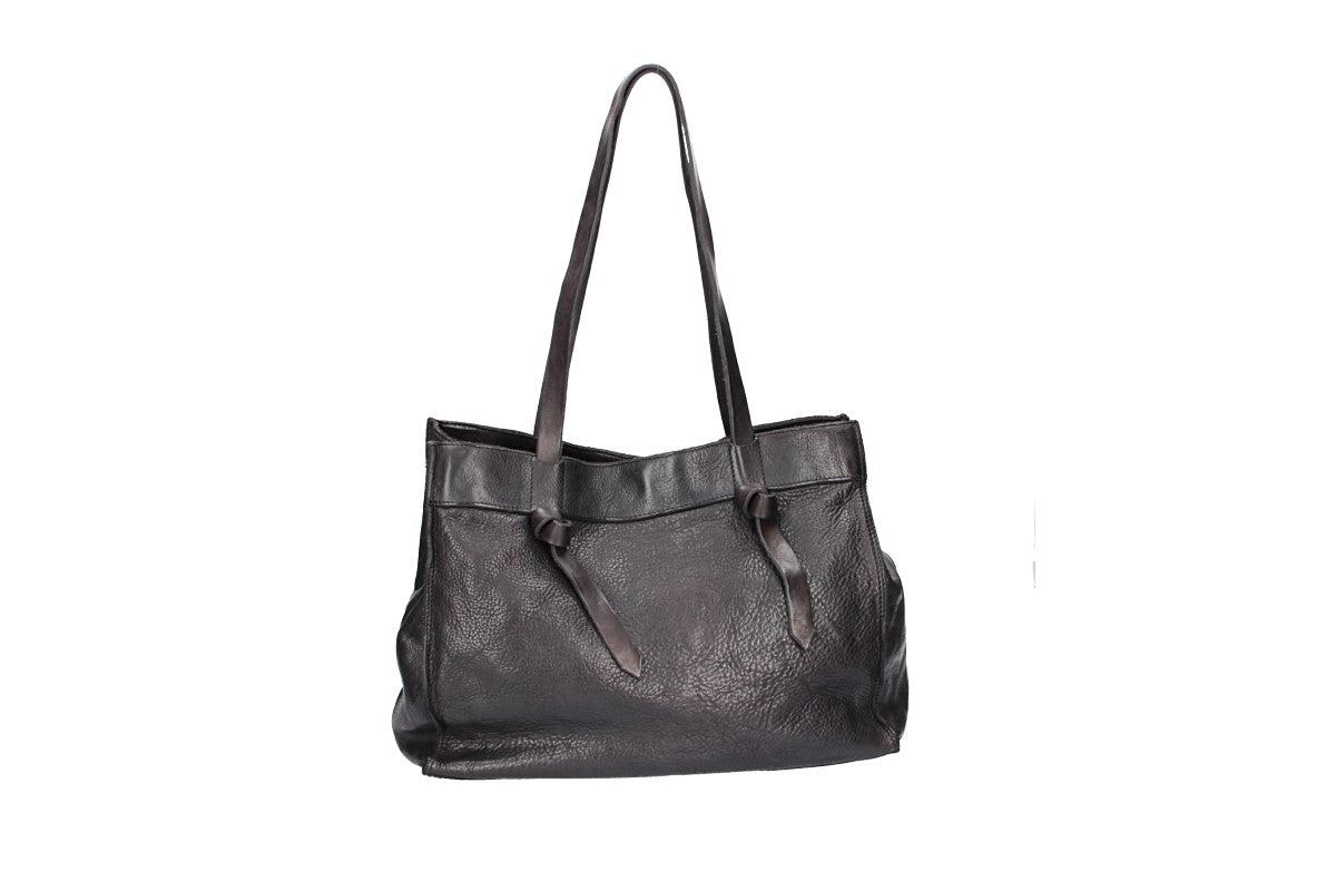 Schultertasche in Schwarz aus Leder