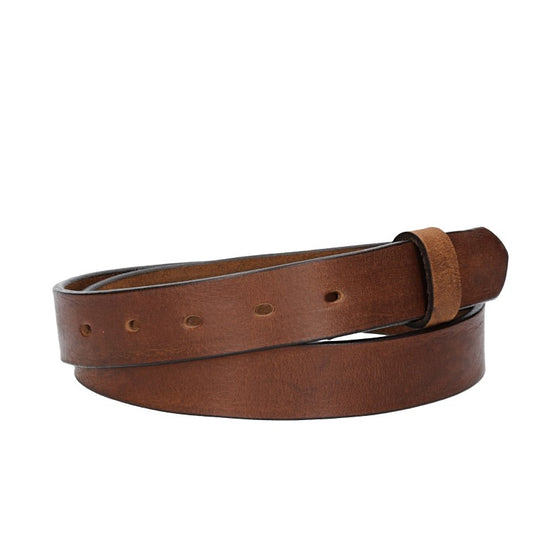 Lederriemen | Gürtelrohling Glanz 30mm in Cognac mit Schlaufe und Kapplochteil - leder-accessoires.com