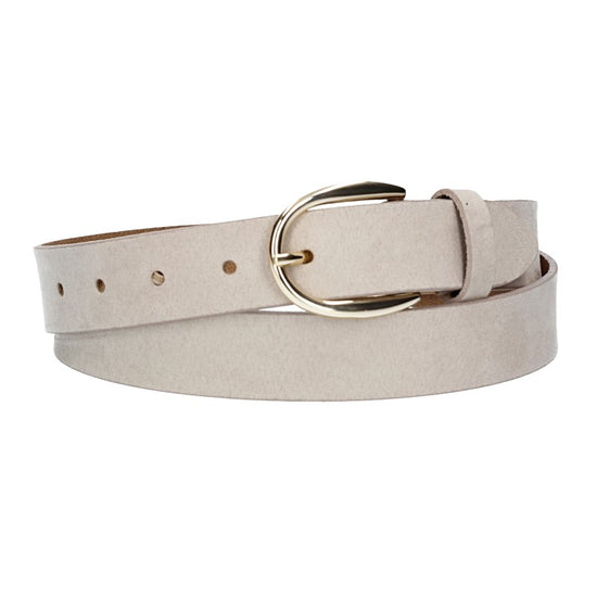 Veloursledergürtel 30mm in Sand|Beige mit Dornschließe in Lightgold - leder-accessoires.com