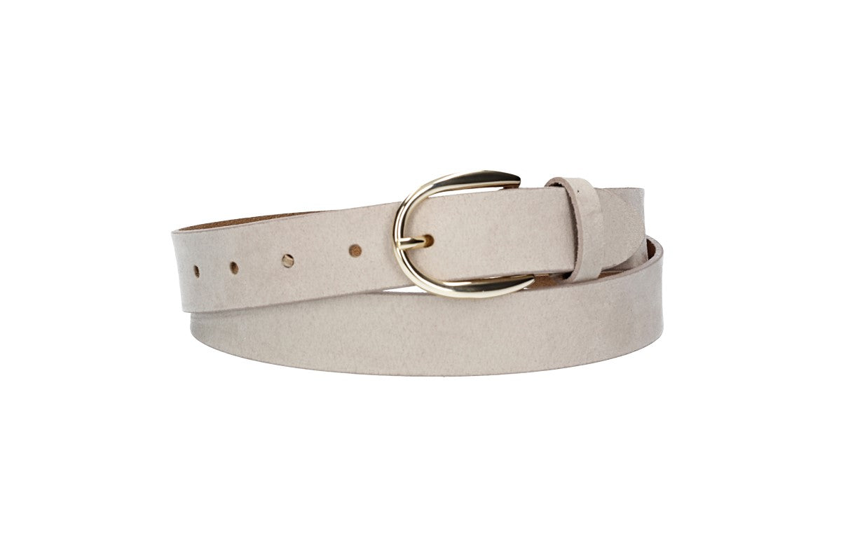 Veloursledergürtel 30mm in Sand|Beige mit Dornschließe in Lightgold