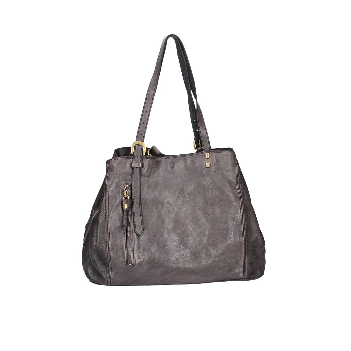 Shopper in Grau aus Leder mit Erweiterung - leder-accessoires.com