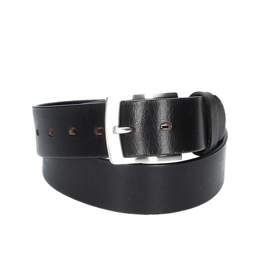 Ledergürtel Schwarz 40mm mit Dornschließe in Silber - leder-accessoires.com