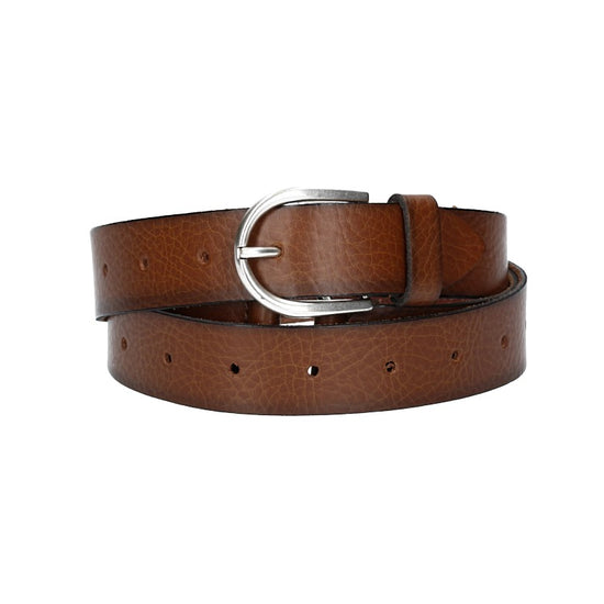 Ledergürtel Überlänge Cognac 35mm mit Schließe in Silber - leder-accessoires.com