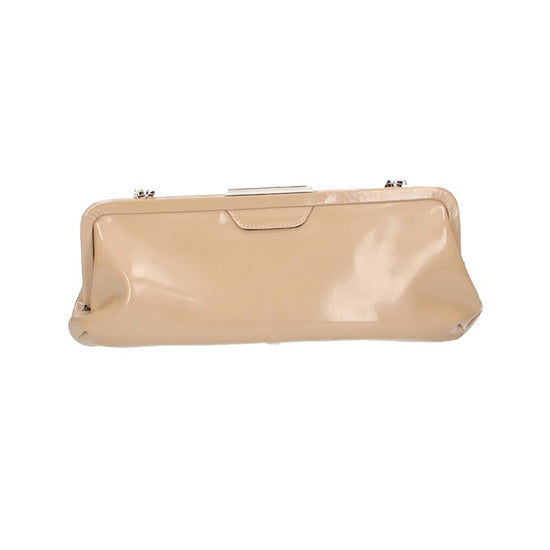 Clutch mit Clipverschluss in Beige|Lack aus Leder - leder-accessoires.com