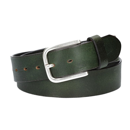 Ledergürtel Grün 40mm mit Dornschließe in Silber - leder-accessoires.com