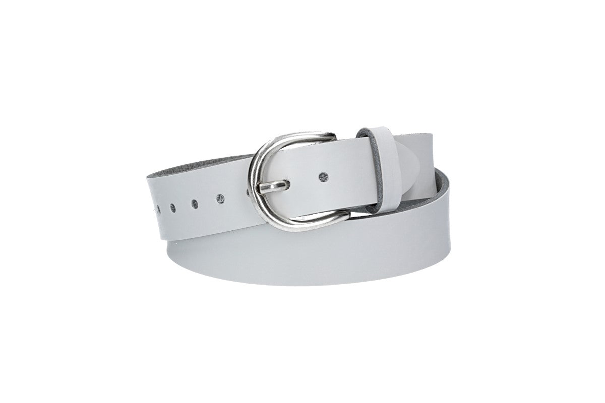 Ledergürtel Kids 25mm in Weiss mit Schließe in Silber