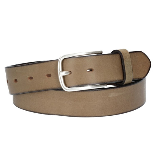 Ledergürtel Sand|Beige 35mm mit Dornschließe in Silber - leder-accessoires.com