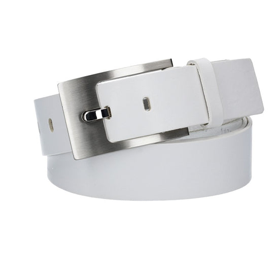 Ledergürtel Überlänge Weiß 40mm mit Schmuckschließe Silber - leder-accessoires.com