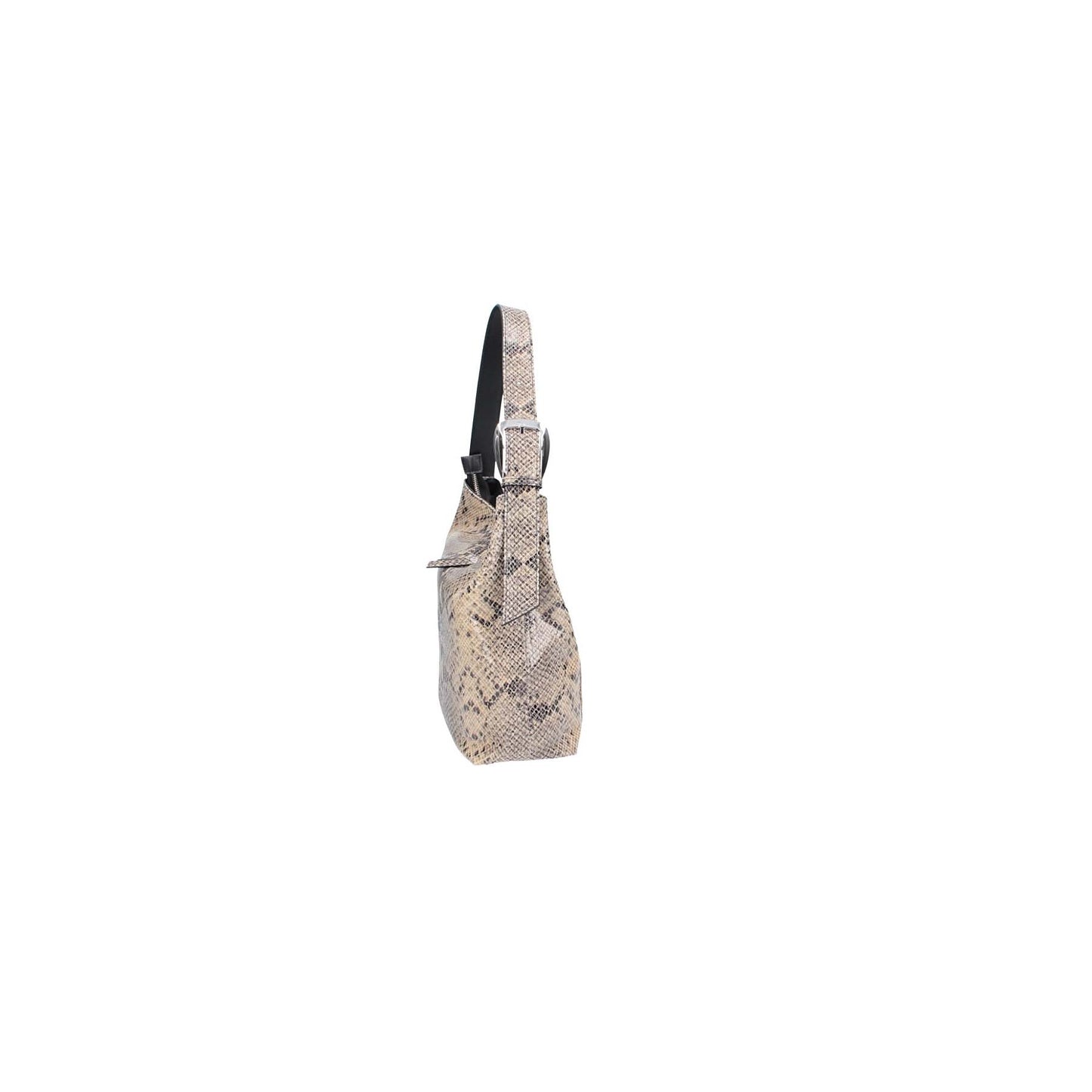 Beuteltasche in Beige|Pythonoptik aus Leder