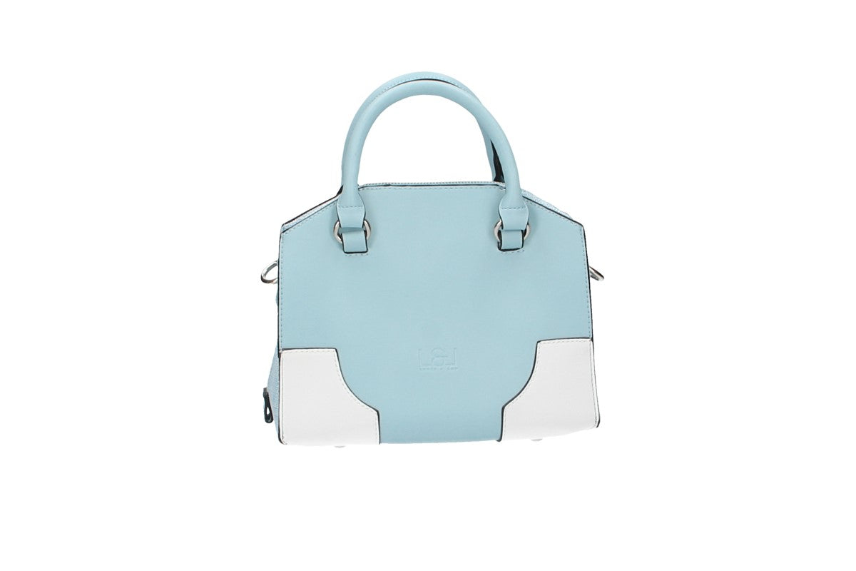 Kurzgrifftasche in Hellblau|Weiss mit Canvas