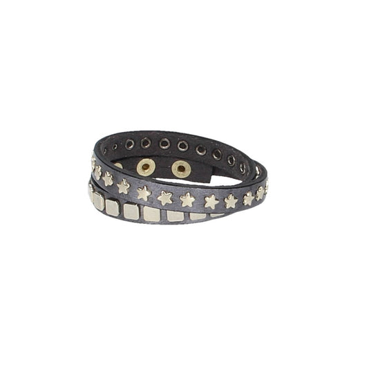 Armband doppelt Blau|Gold aus Leder - leder-accessoires.com