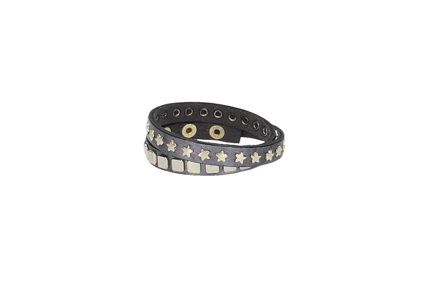 Armband doppelt Blau|Gold aus Leder