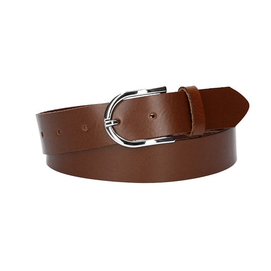 Ledergürtel 30mm in Cognac mit Dornschließe in Silber - leder-accessoires.com