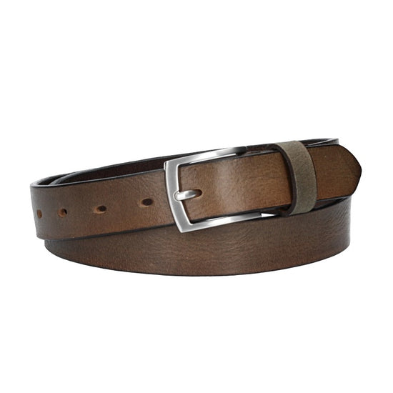 Ledergürtel 30mm in Grau mit Schließe in Silber - leder-accessoires.com
