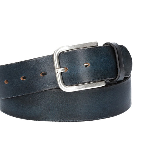 Ledergürtel Blau|Marine 40mm mit Dornschließe in Silber - leder-accessoires.com