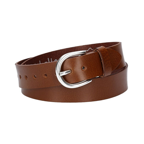 Ledergürtel Kids 25mm in Cognac mit Schließe in Silber - leder-accessoires.com