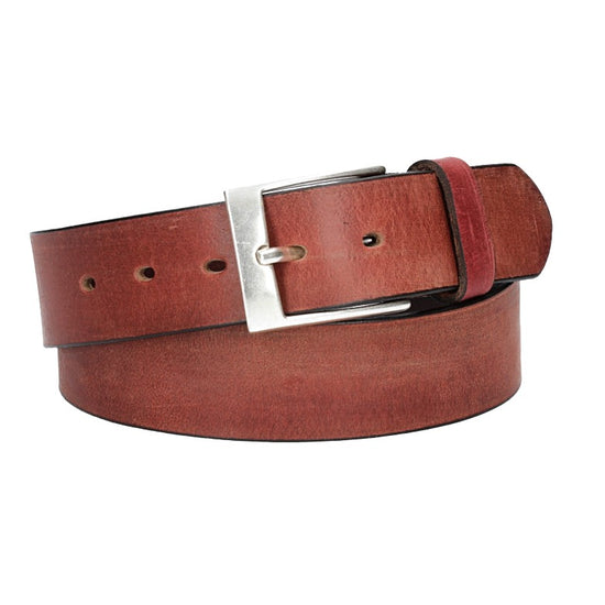 Ledergürtel Rot 40mm mit Dornschließe in Silber - leder-accessoires.com