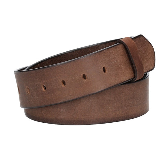 Lederriemen | Gürtelrohling Matt 45mm in Braun mit Schlaufe und Kapplochteil - leder-accessoires.com