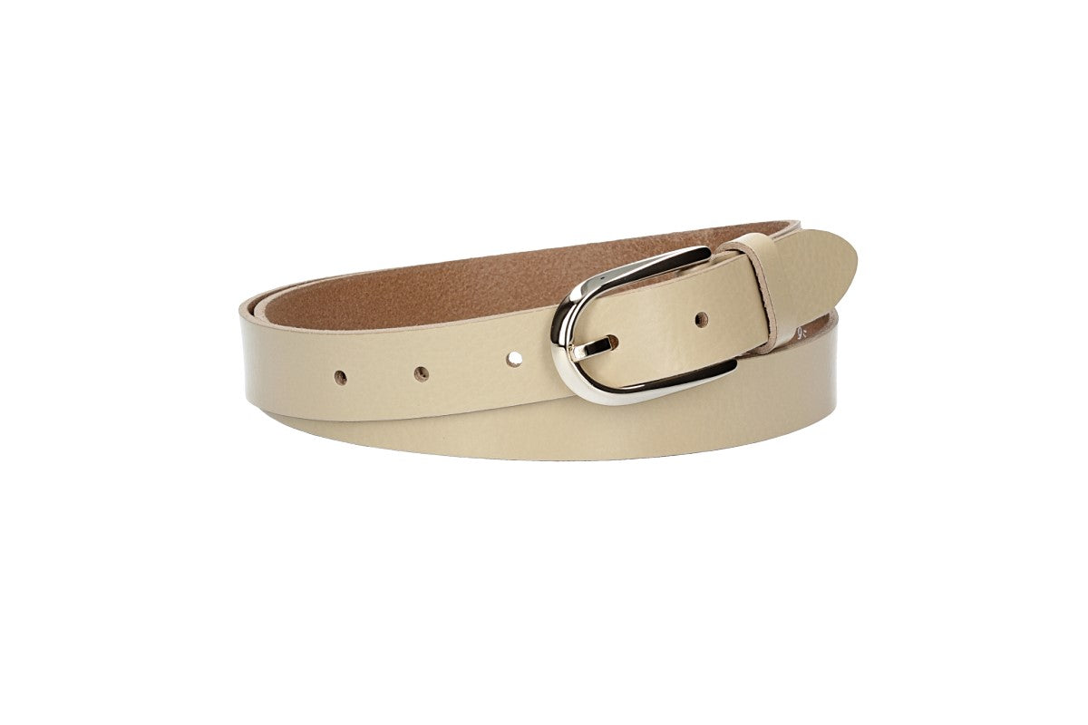 Damengürtel 25mm in Beige|Creme mit Dornschließe in Lightgold - leder-accessoires.com