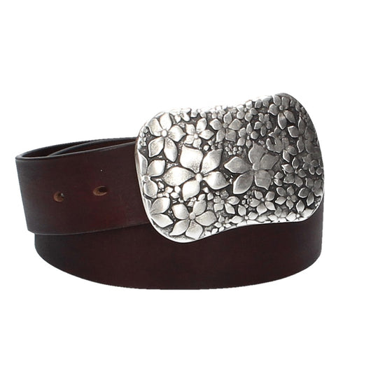 Ledergürtel Rot 40mm mit Blumenschließe|Koppelschließe - leder-accessoires.com