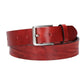 Hochwertiger Ledergürtel 35mm in Rot mit rustikaler Schließe in Silber