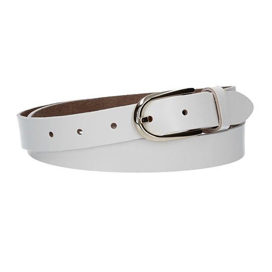 Damengürtel 25mm in Weiß mit Dornschließe in Lightgold - leder-accessoires.com