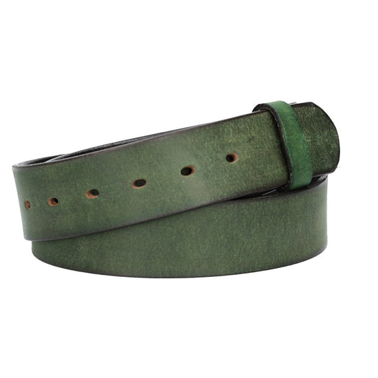 Lederriemen | Gürtelrohling Matt 40mm in Grün mit Schlaufe und Kapplochteil - leder-accessoires.com