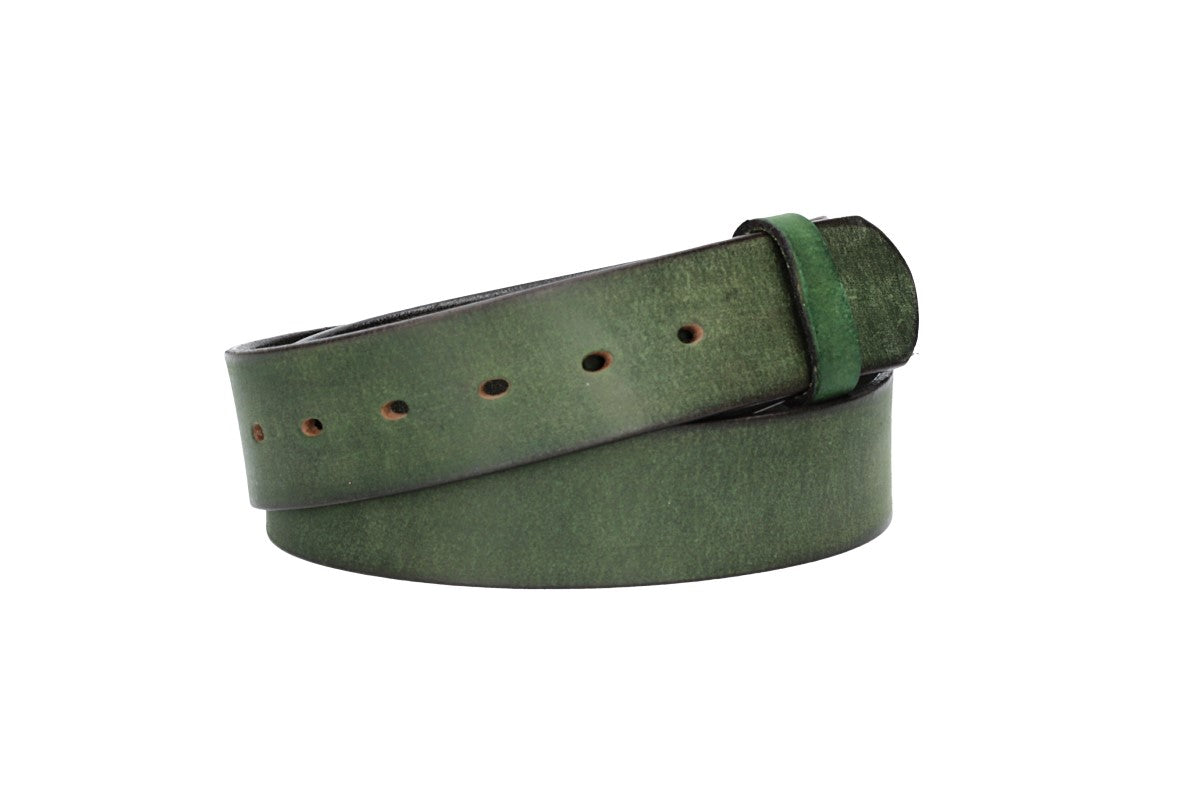 Lederriemen | Gürtelrohling Matt 40mm in Grün mit Schlaufe und Kapplochteil