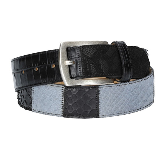 Schlangengürtel 40mm in Grau und Dornschließe in Silber - leder-accessoires.com
