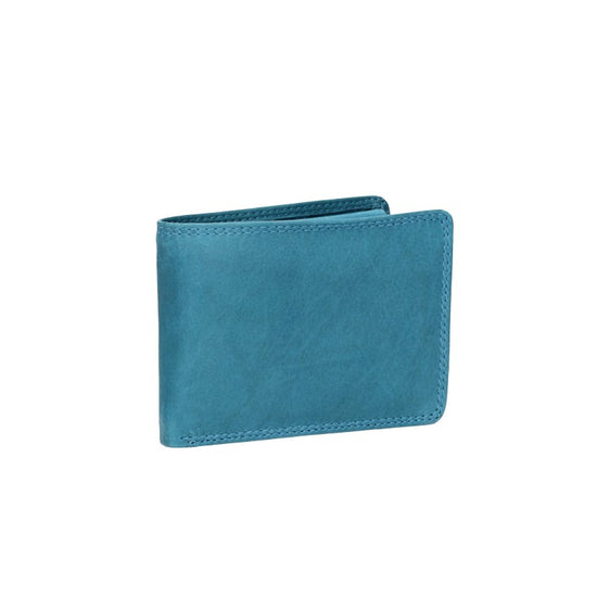 Geldbörse Querformat klein in Türkis aus Leder - leder-accessoires.com