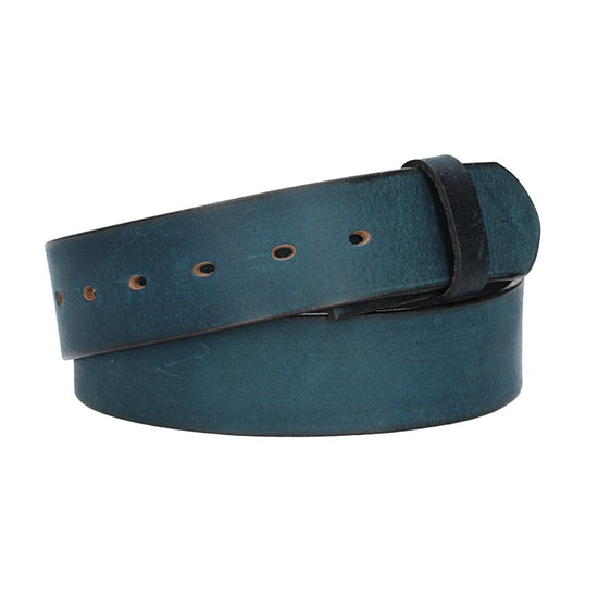 Lederriemen | Gürtelrohling Matt 40mm in Blau|Marine mit Schlaufe und Kapplochteil - leder-accessoires.com