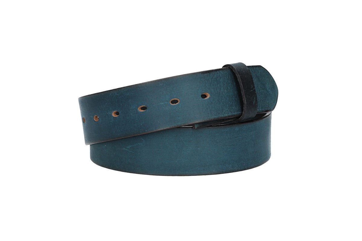Lederriemen | Gürtelrohling Matt 40mm in Blau|Marine mit Schlaufe und Kapplochteil - leder-accessoires.com