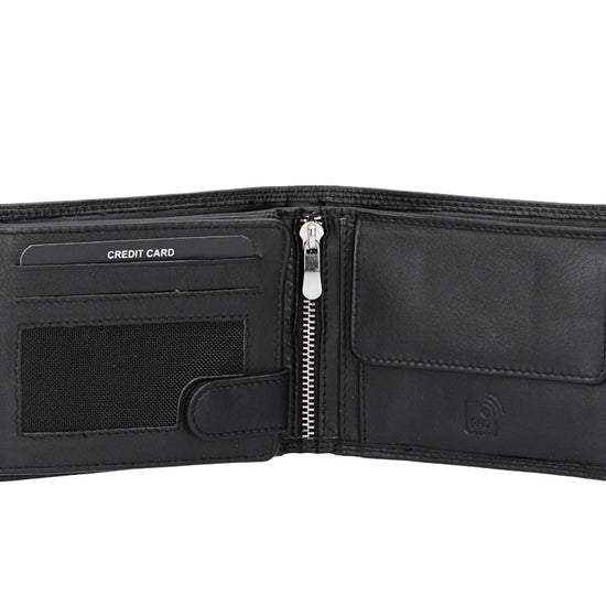 Geldbörse Querformat mit Riegel in Schwarz aus Leder - leder-accessoires.com