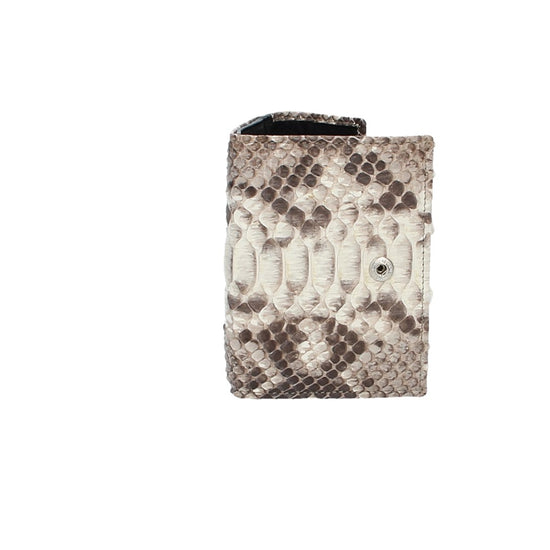 Damenbörse mit Überschlag in Weiß|Beige aus echtem Schlangenleder - leder-accessoires.com
