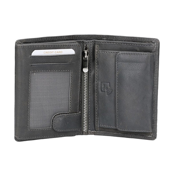 Geldbörse Hochformat mit Riegel in Grau|Anthrazit aus Leder - leder-accessoires.com