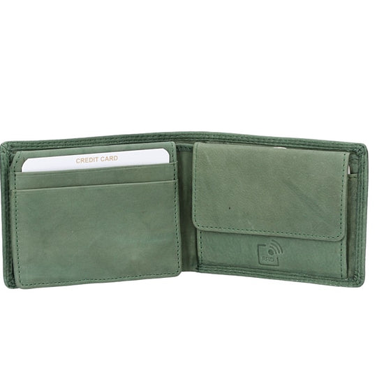 Geldbörse Querformat klein in Grün aus Leder - leder-accessoires.com