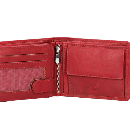 Geldbörse Querformat mit Riegel in Rot aus Leder - leder-accessoires.com