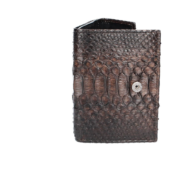 Damenbörse mit Überschlag in Braun aus echtem Schlangenleder - leder-accessoires.com