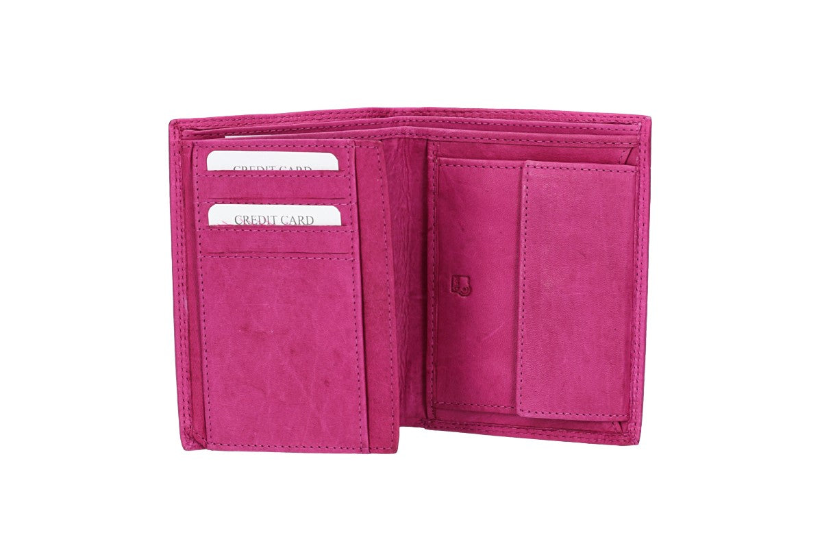 Geldbörse Hochformat in Pink aus Leder