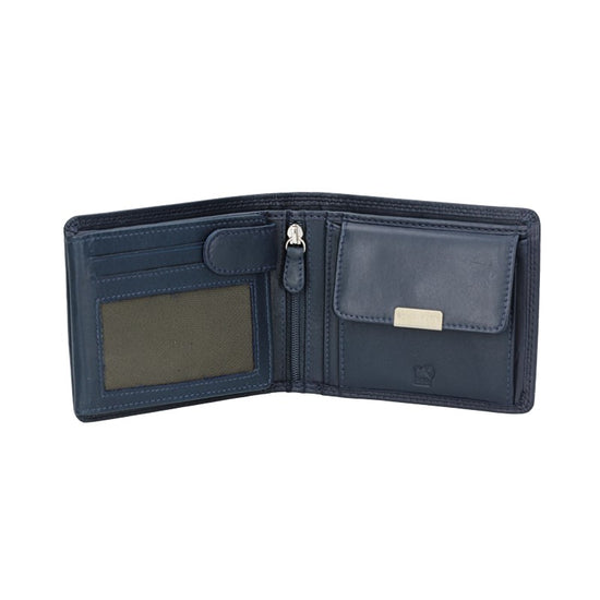 Geldbörse Querformat in Blau aus Leder - leder-accessoires.com