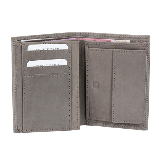 Geldbörse Hochformat in Grau aus Leder - leder-accessoires.com