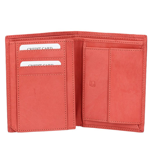 Geldbörse Hochformat in Koralle aus Leder - leder-accessoires.com