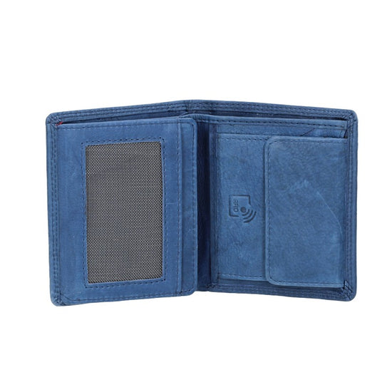 Geldbörse Hochformat klein in Blau|Navy aus Leder - leder-accessoires.com