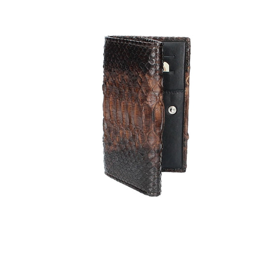 Langbörse mit Überschlag in Braun aus echtem Schlangenleder - leder-accessoires.com