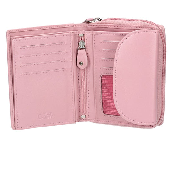 Damenbörse mit Reißverschluss in Rosa aus Leder - leder-accessoires.com