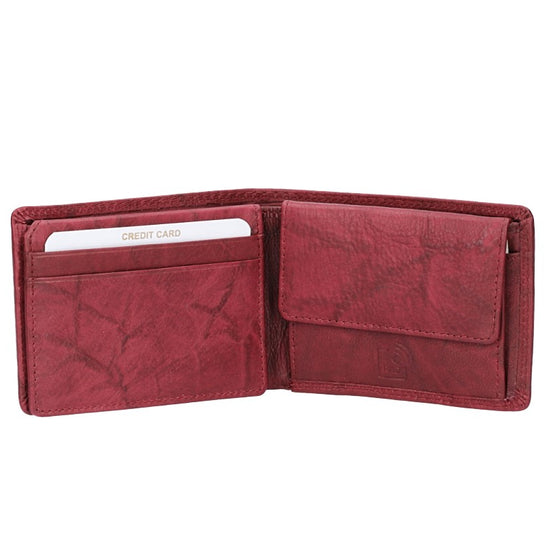 Geldbörse Querformat klein in Beere|Bordeaux aus Leder - leder-accessoires.com